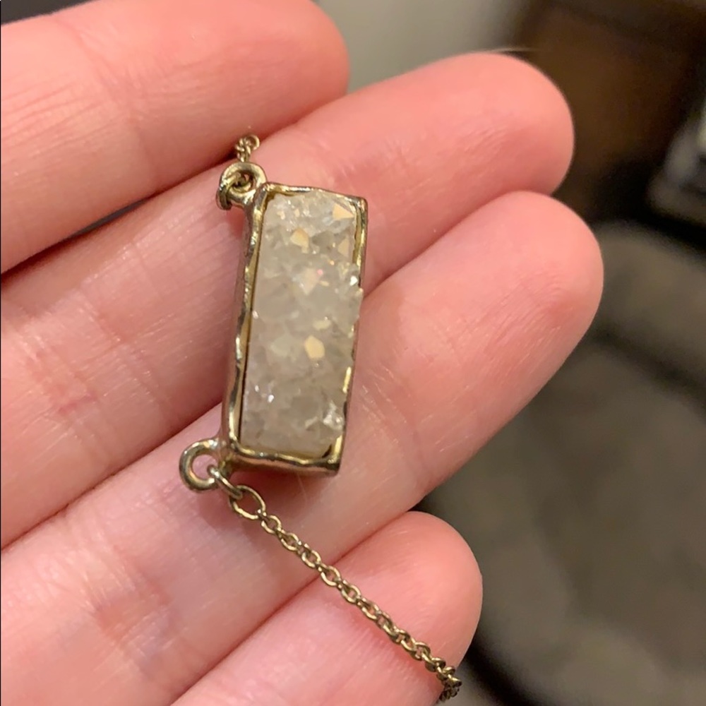 White Druzy Crystal Vintage Necklace